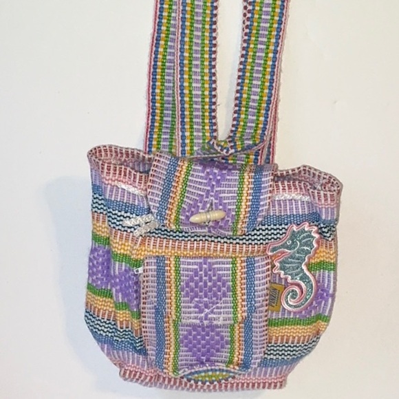 Rinzon Handbags - PINZON, Cute Woven Backpack w/Seahorse